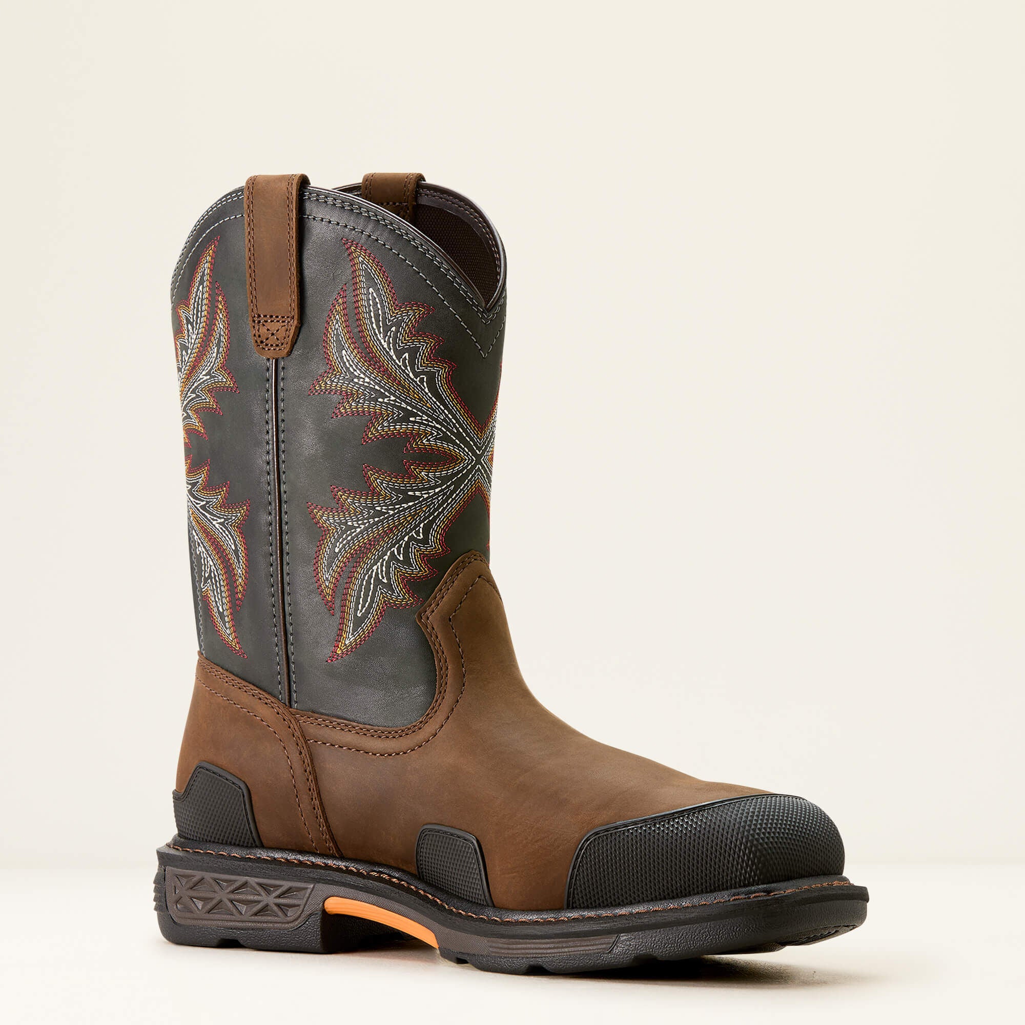 OverDrive Wide Square Toe Composite Toe Work Boot Men - BROWN/ROUGH STONE