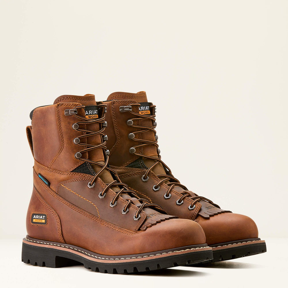 Longview Shock Shield 8" Waterproof Work Boot Men - COPPER BROWN
