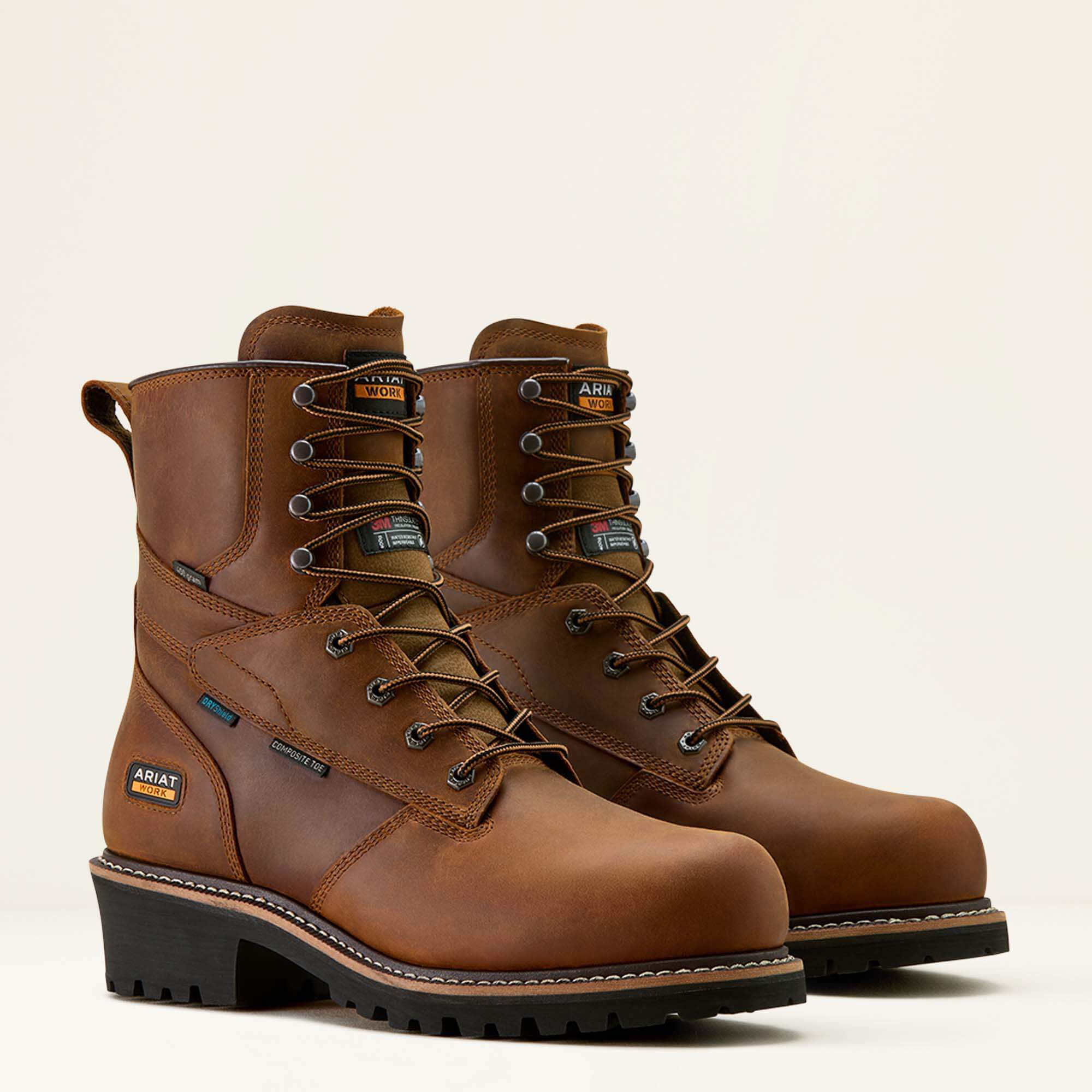 Logger Shock Shield Waterproof Insulated Composite Toe Work Boot Men - COPPER BROWN