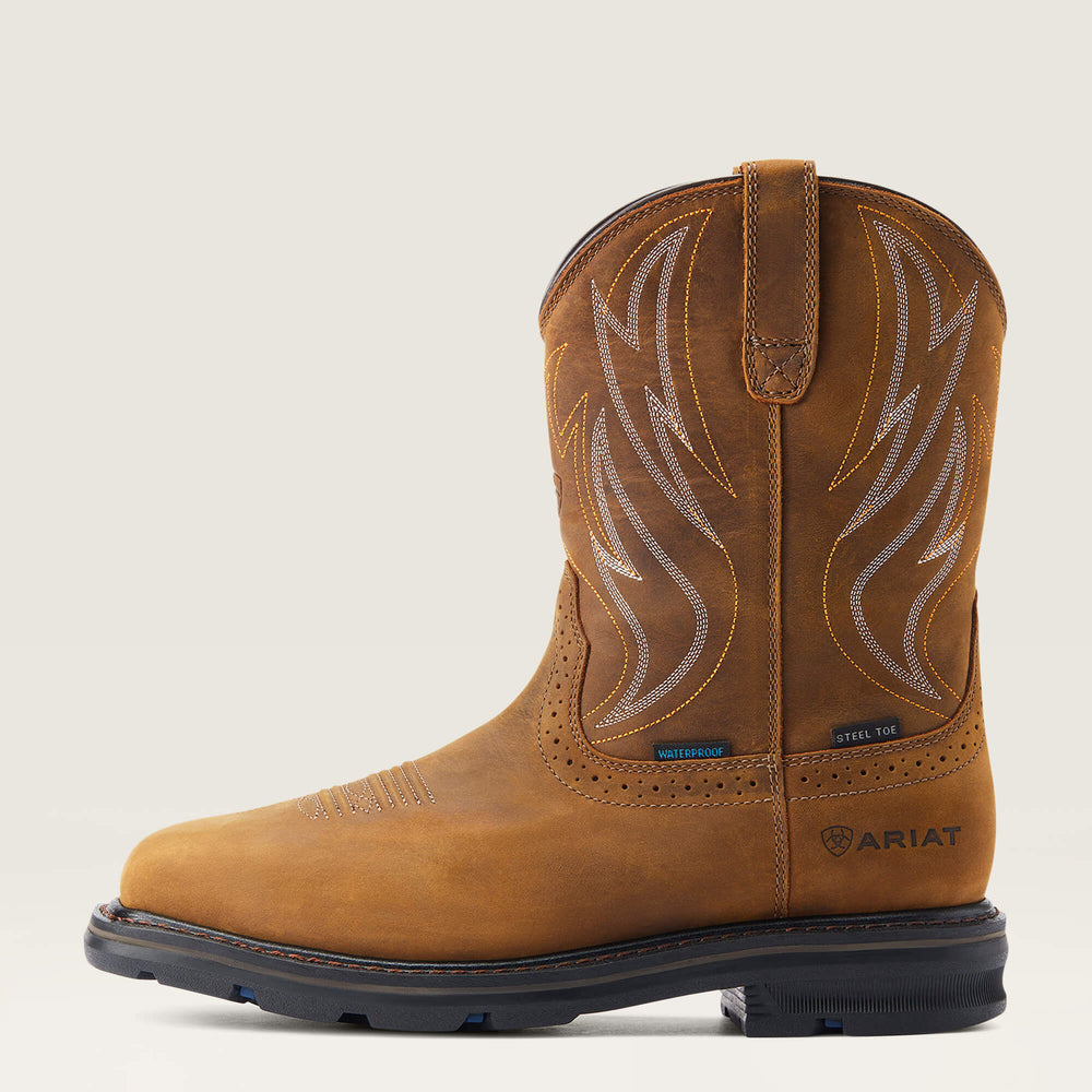 Sierra Shock Shield Waterproof Steel Toe Work Boot Men - DISTRESSED BROWN
