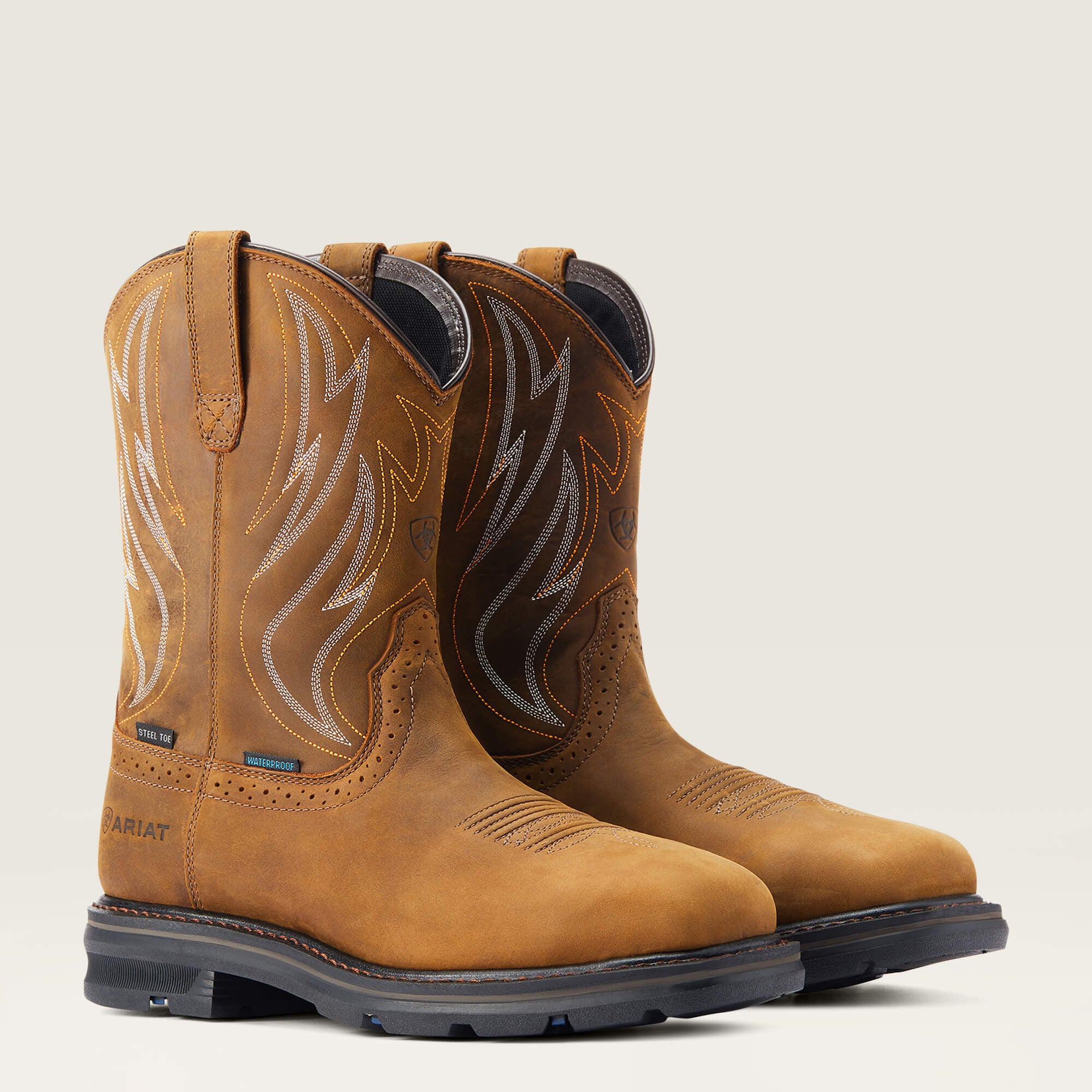 Sierra Shock Shield Waterproof Steel Toe Work Boot Men - DISTRESSED BROWN