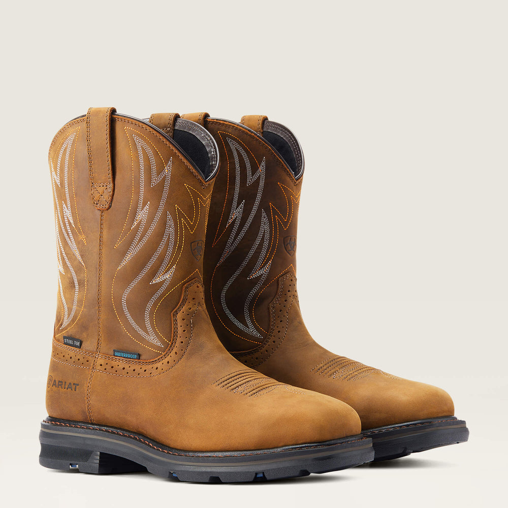Sierra Shock Shield Waterproof Steel Toe Work Boot Men - DISTRESSED BROWN