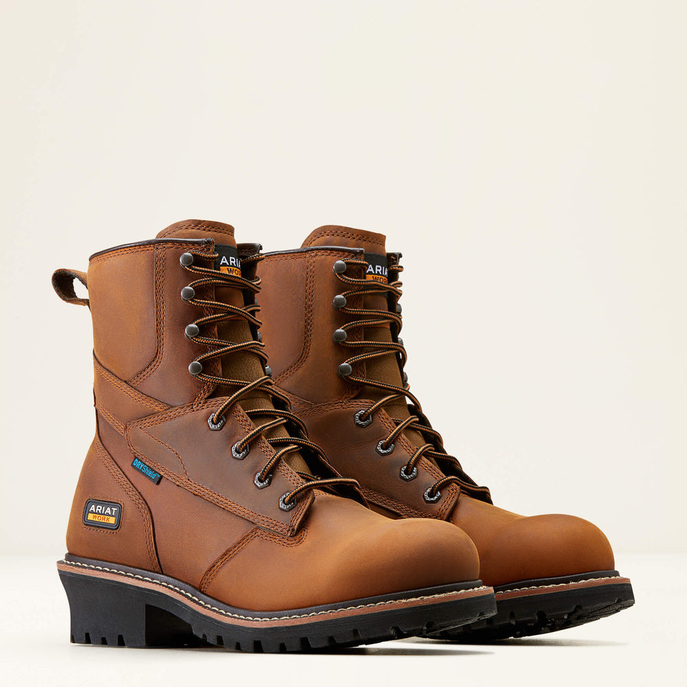 Logger Shock Shield Waterproof Work Boot Men - COPPER BROWN