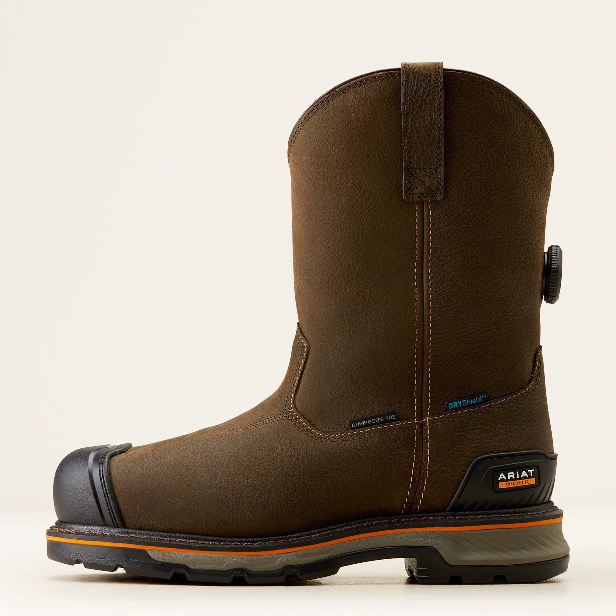 Stump Jumper Pull-On BOA Waterproof Composite Toe Work Boot Men - IRON COFFEE