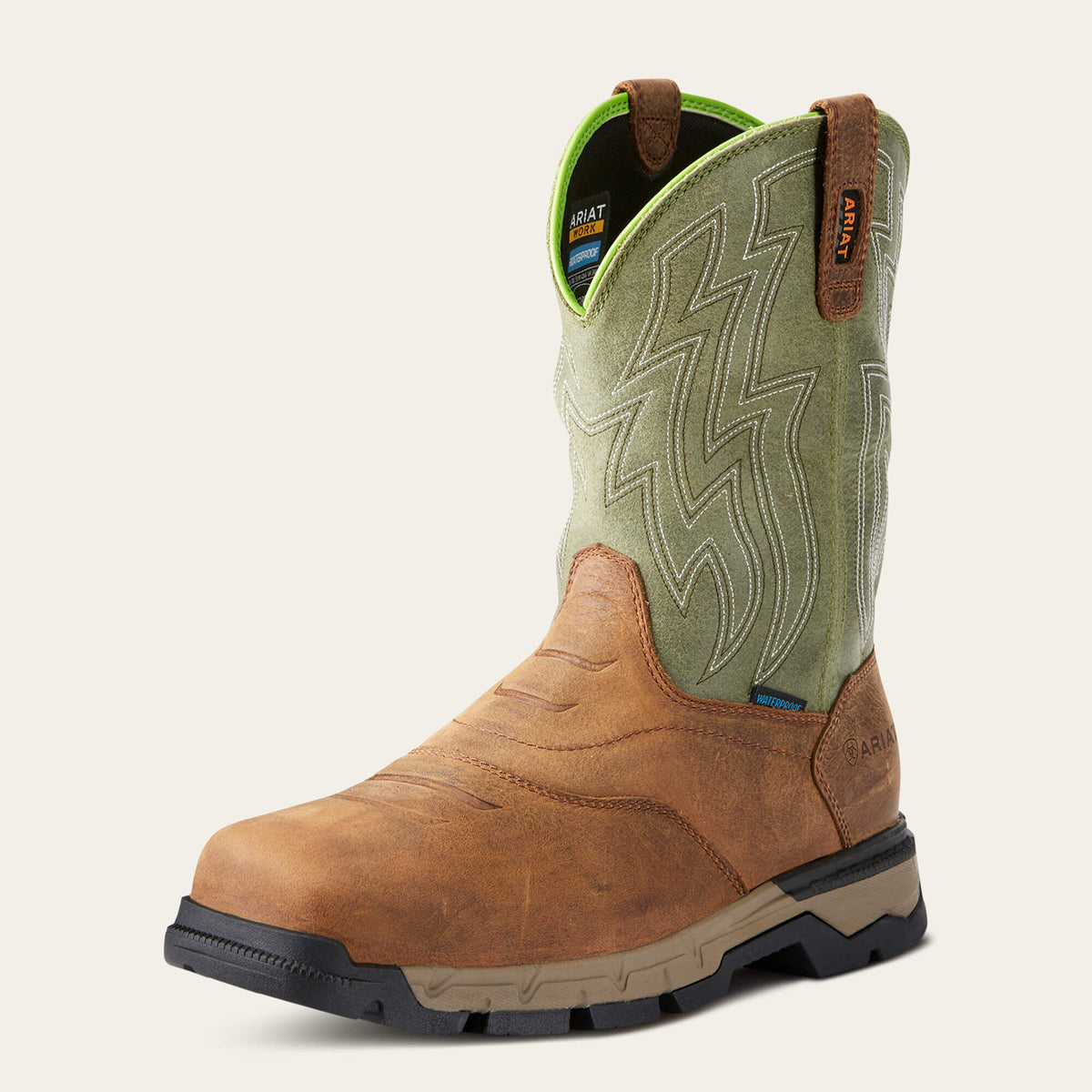 Rebar Flex Western Waterproof Composite Toe Work Boot Men - RYE BROWN