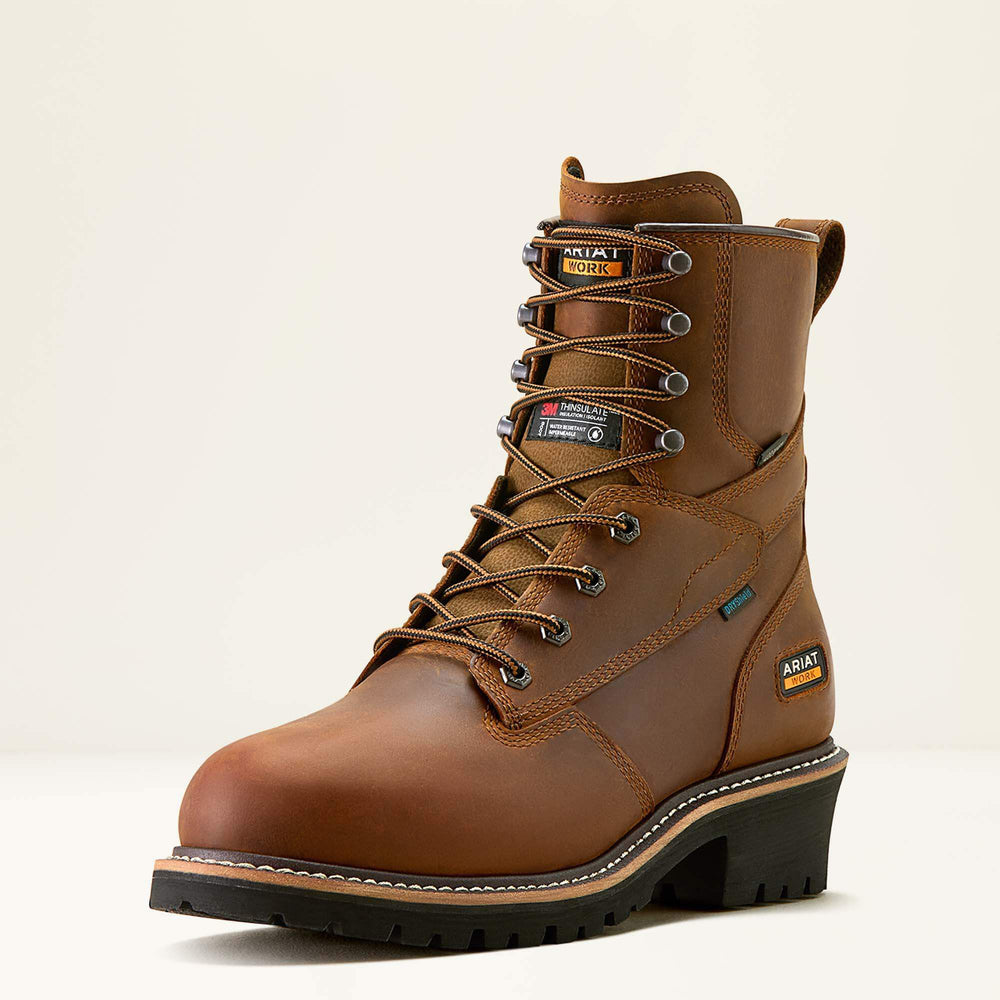 Logger Shock Shield Waterproof Insulated Work Boot Men - COPPER BROWN