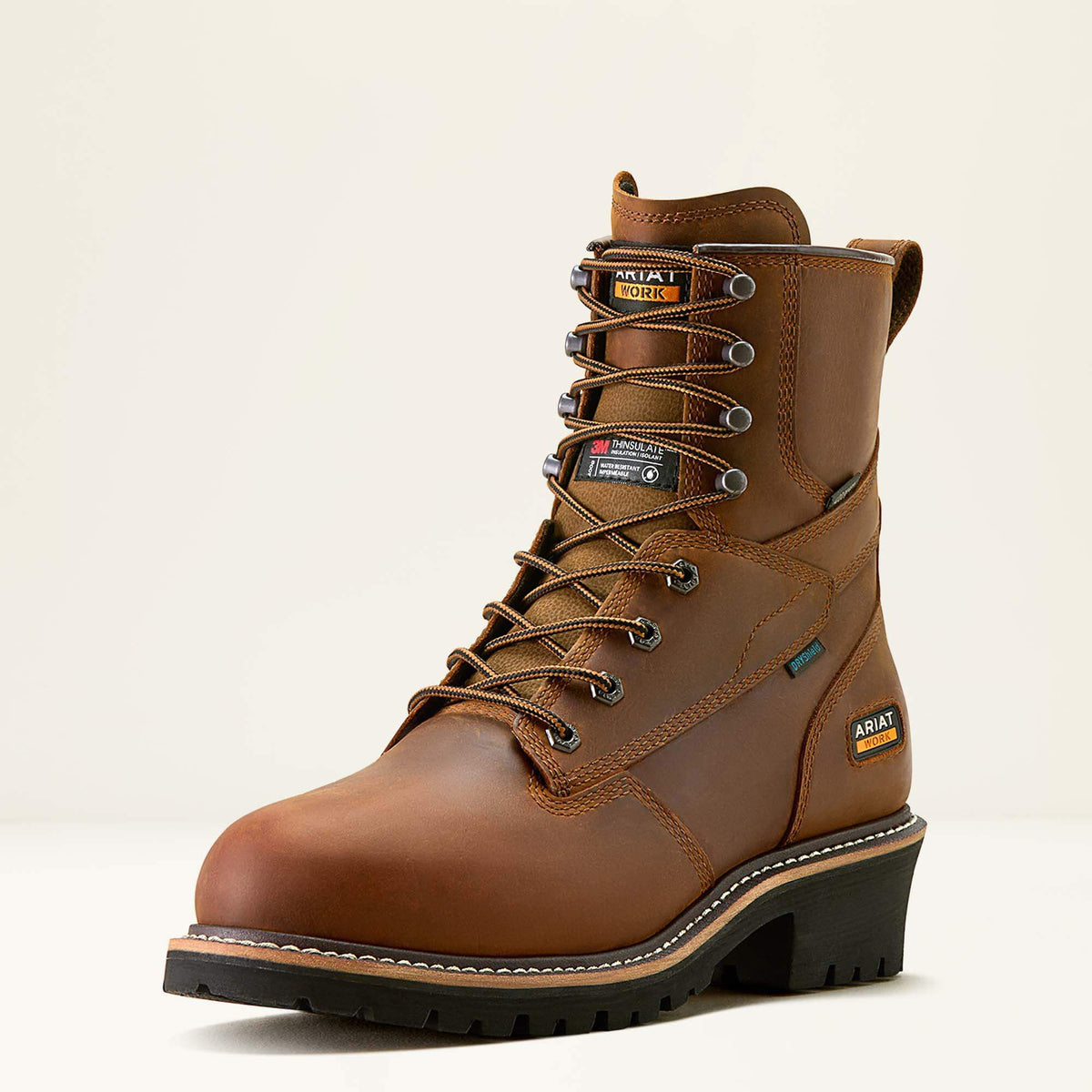 Logger Shock Shield Waterproof Insulated Work Boot Men - COPPER BROWN