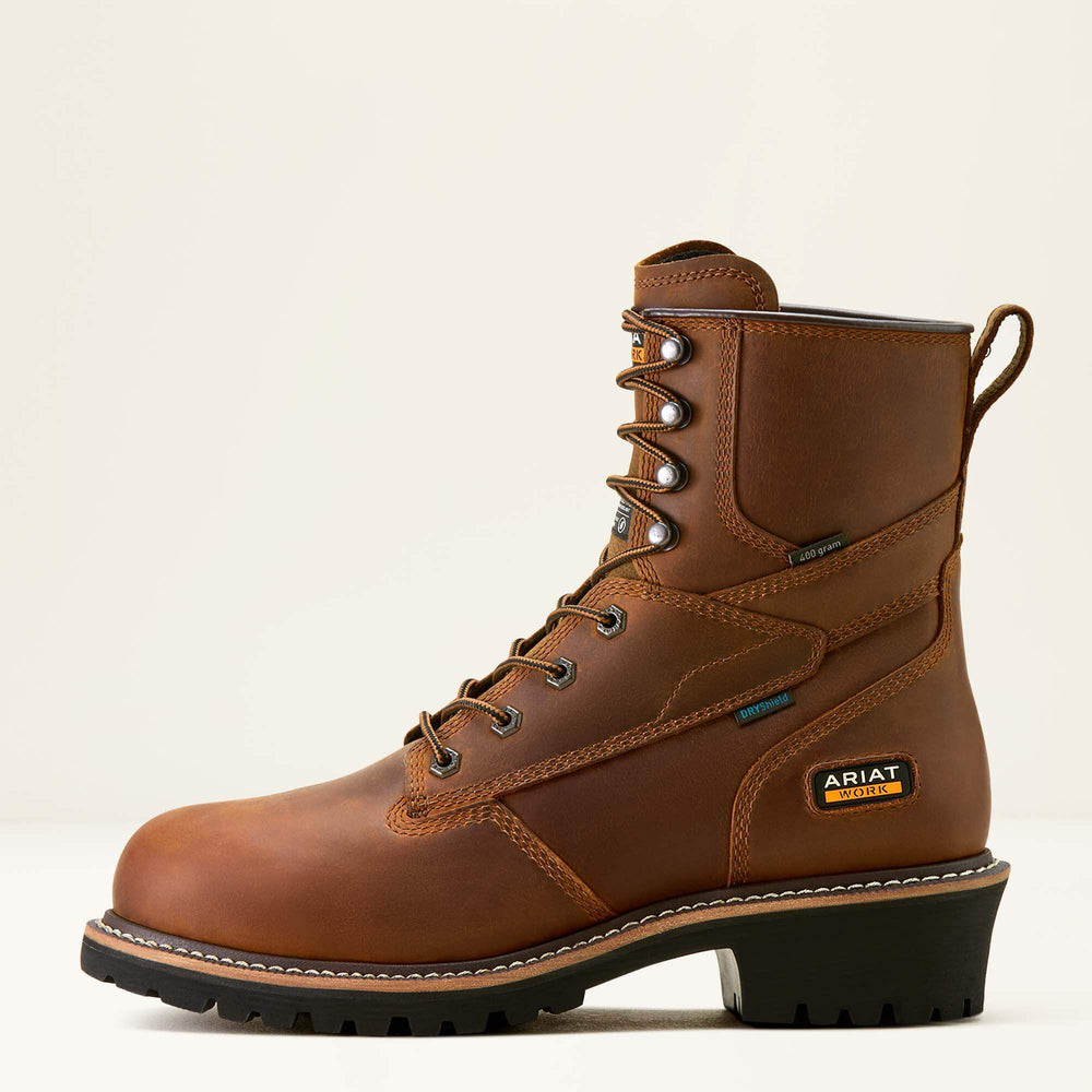 Logger Shock Shield Waterproof Insulated Work Boot Men - COPPER BROWN