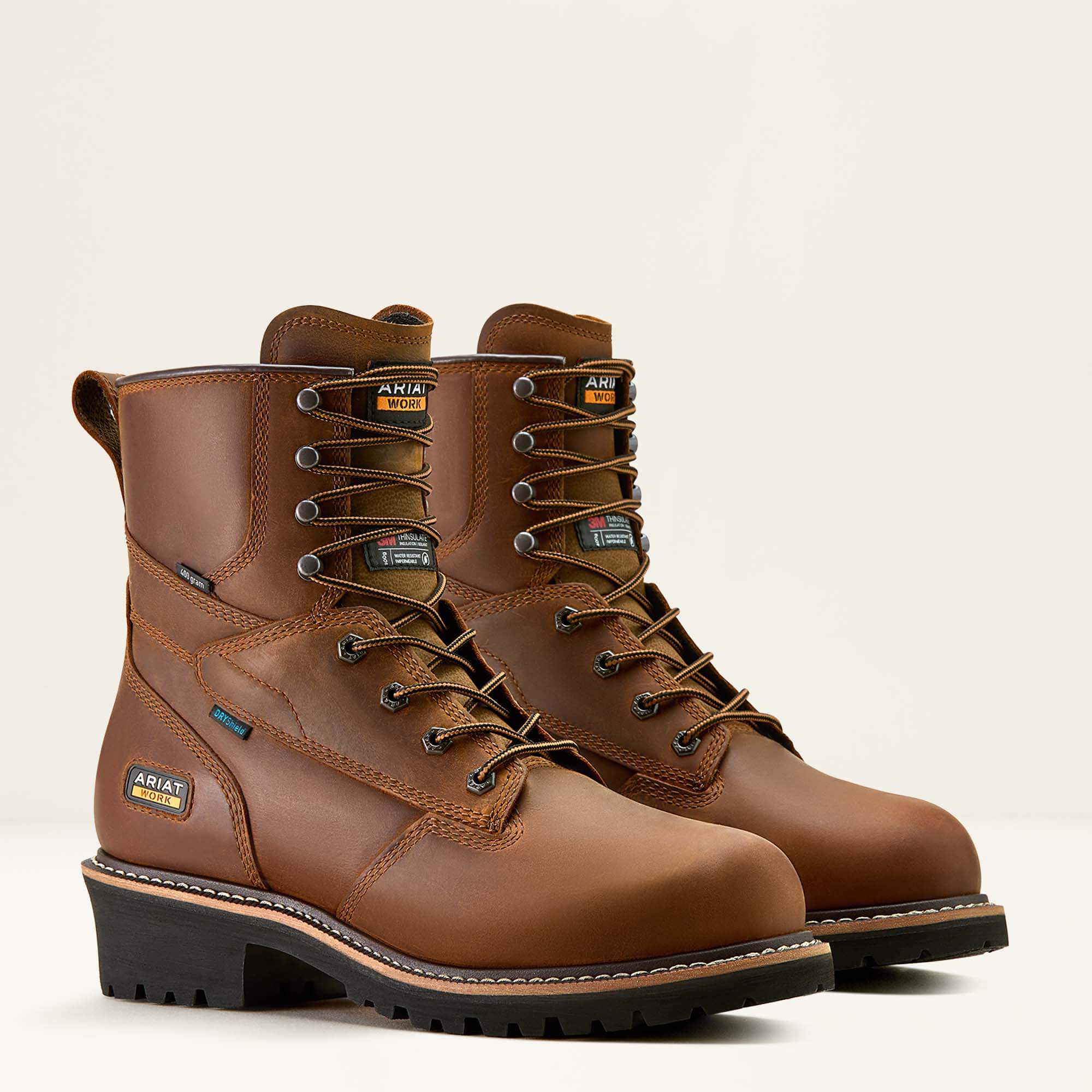 Logger Shock Shield Waterproof Insulated Work Boot Men - COPPER BROWN