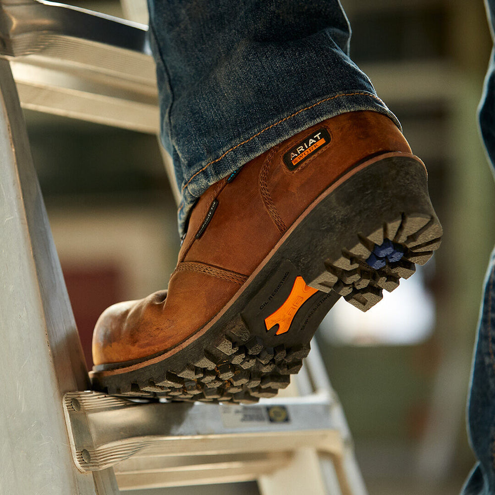 Logger Shock Shield Waterproof Composite Toe Work Boot Men - COPPER BROWN
