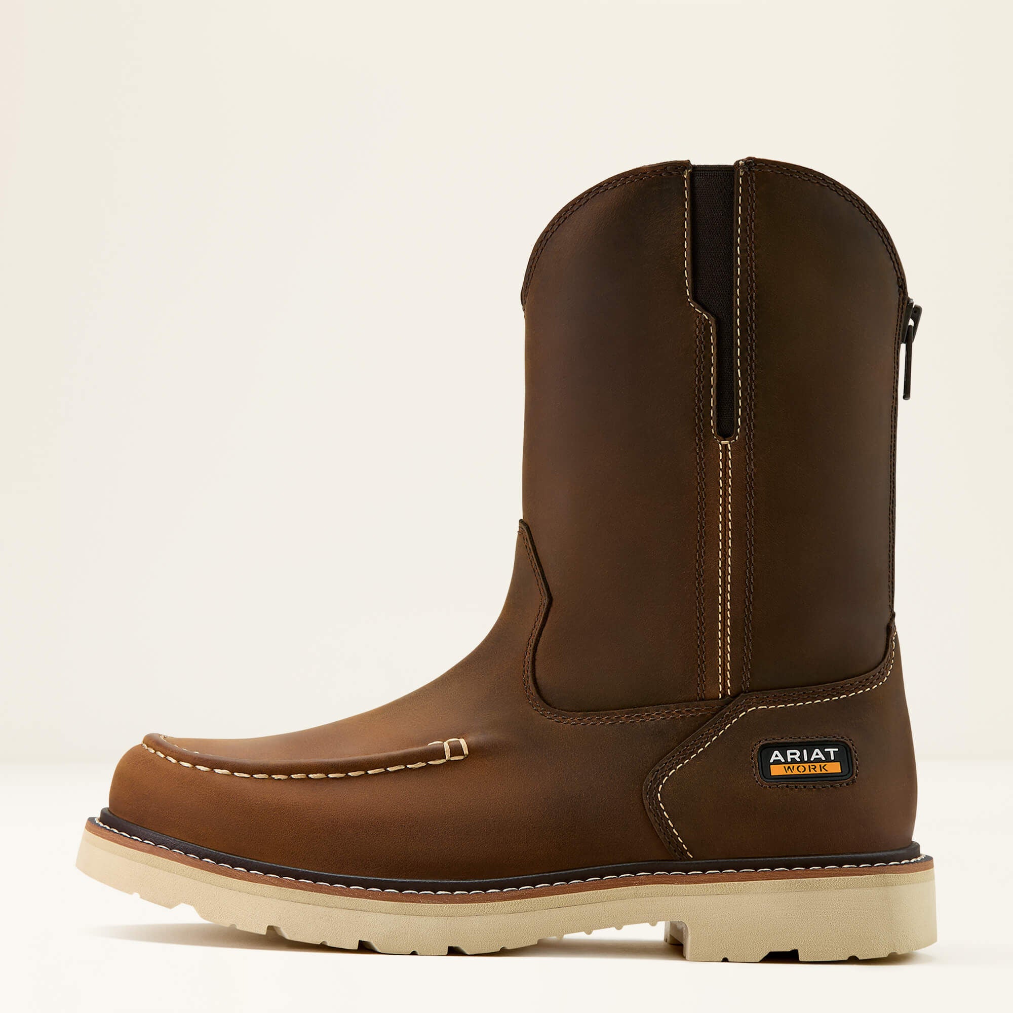 Rebar Lift Pull On Moc Toe Work Boot Men - DISTRESSED BROWN