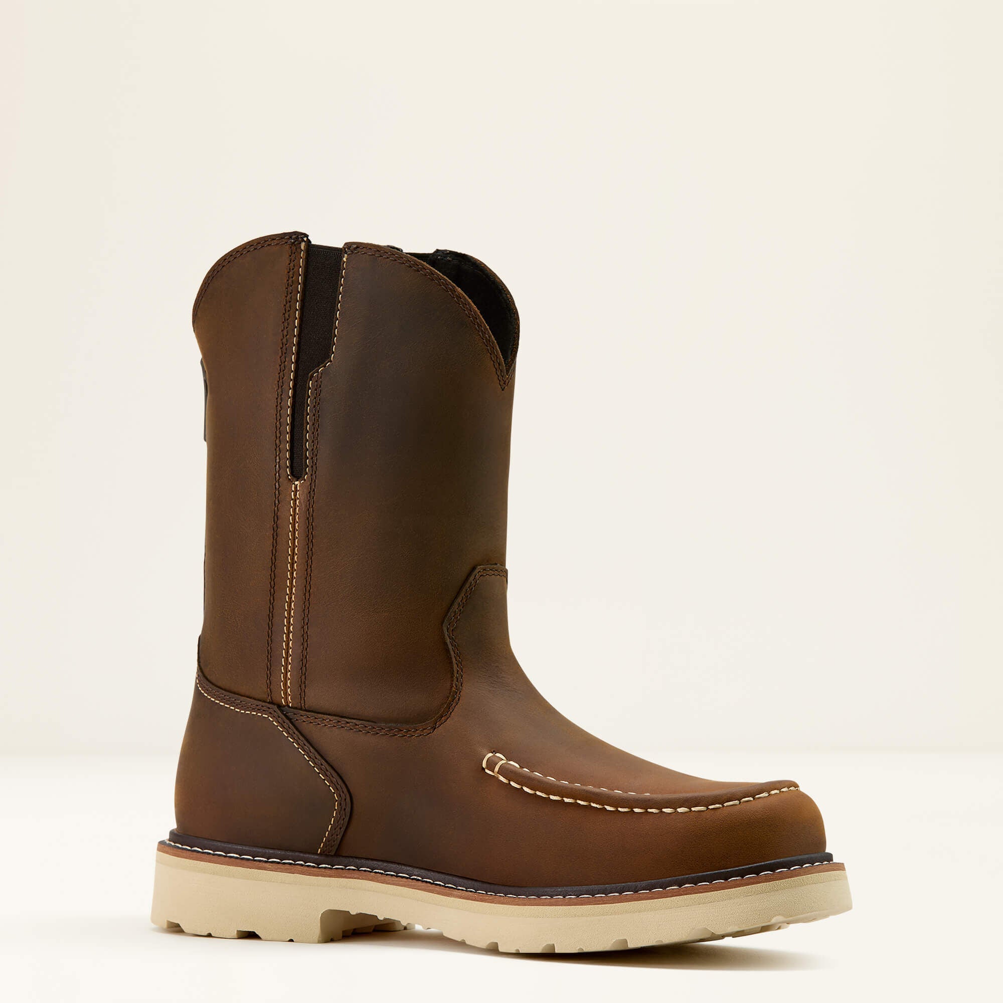 Rebar Lift Pull On Moc Toe Work Boot Men - DISTRESSED BROWN