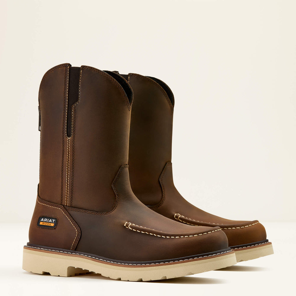 Rebar Lift Pull On Moc Toe Work Boot Men - DISTRESSED BROWN