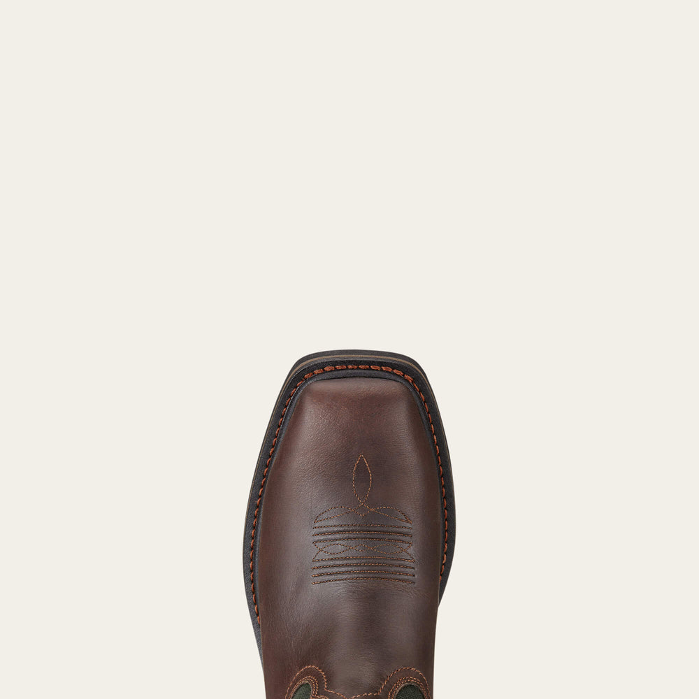 Sierra Wide Square Toe Steel Toe Work Boot Men - DARK BROWN