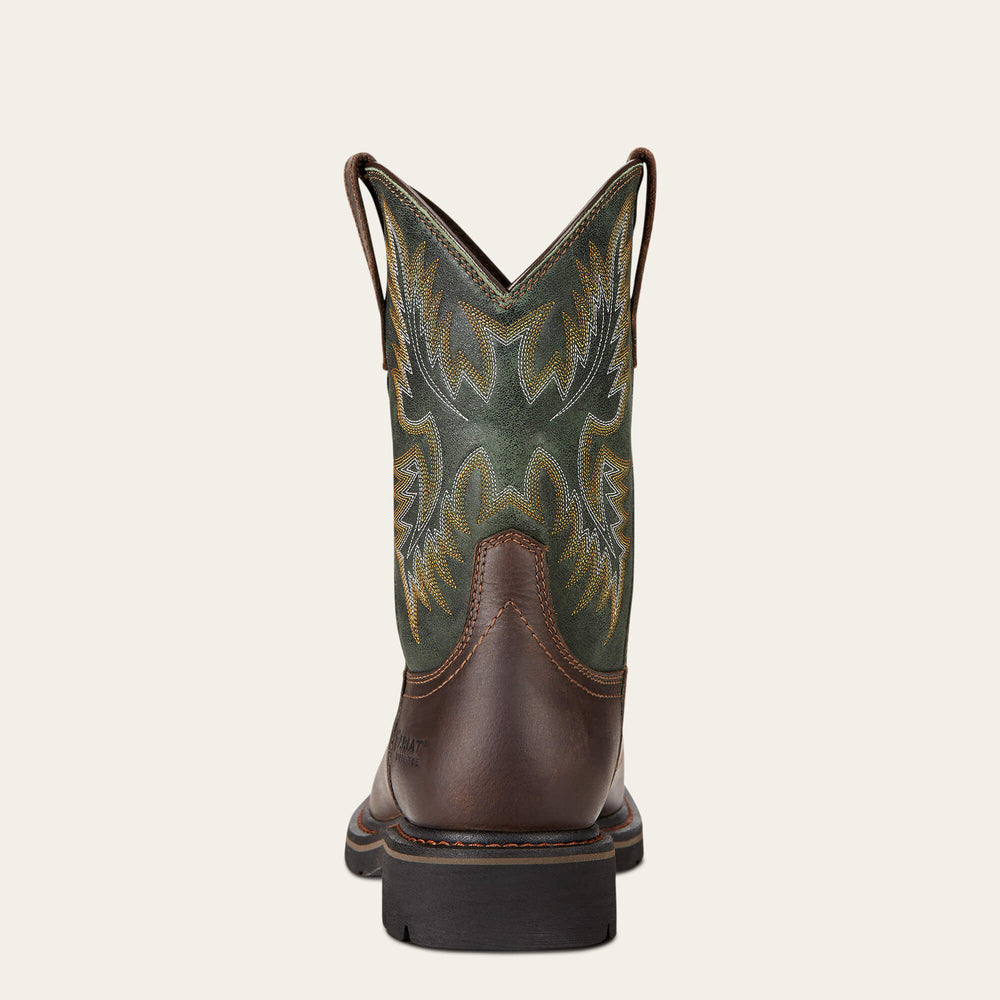 Sierra Wide Square Toe Steel Toe Work Boot Men - DARK BROWN