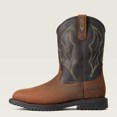 RigTek Wide Square Toe Waterproof Composite Toe Work Boot Men - DISTRESSED BROWN
