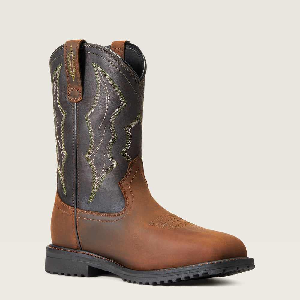 RigTek Wide Square Toe Waterproof Composite Toe Work Boot Men - DISTRESSED BROWN