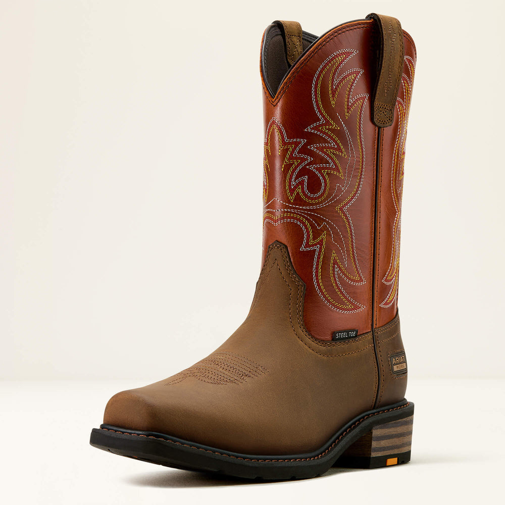 Ironside Square Toe Steel Toe Work Boot Men - DARK EARTH/BRICK