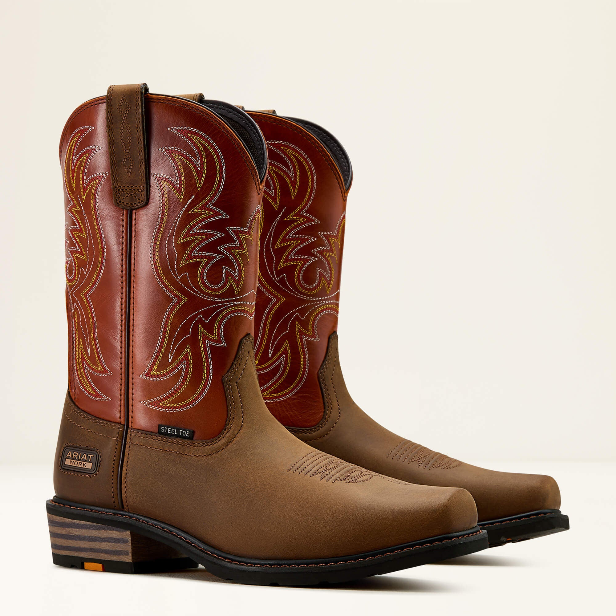 Ironside Square Toe Steel Toe Work Boot Men - DARK EARTH/BRICK