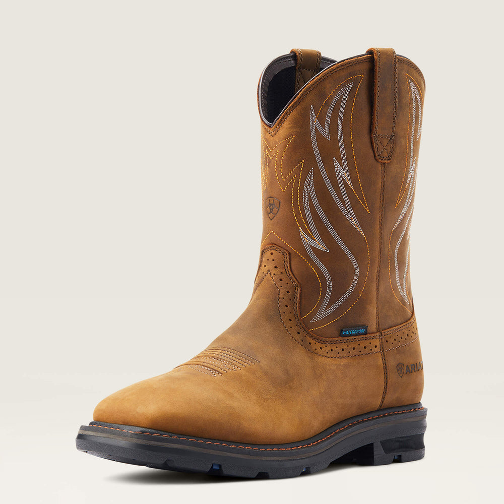 Sierra Shock Shield Waterproof Work Boot Men - DISTRESSED BROWN