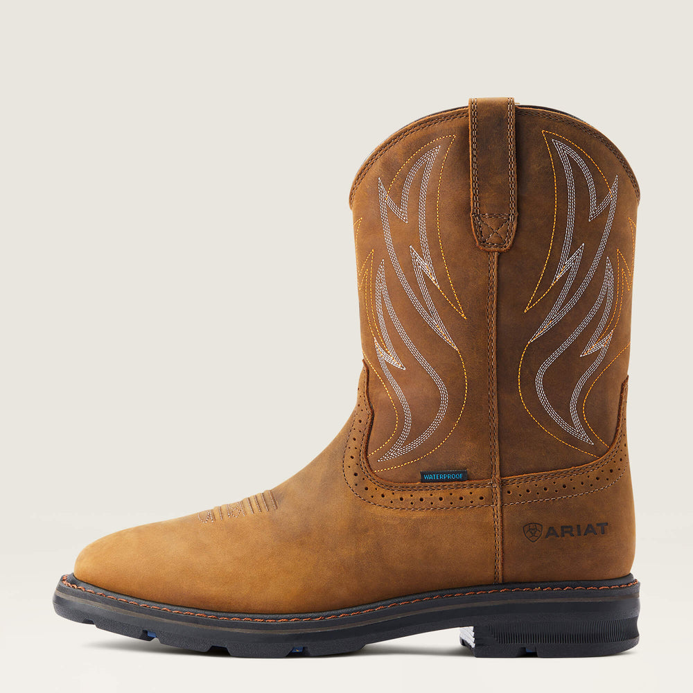 Sierra Shock Shield Waterproof Work Boot Men - DISTRESSED BROWN