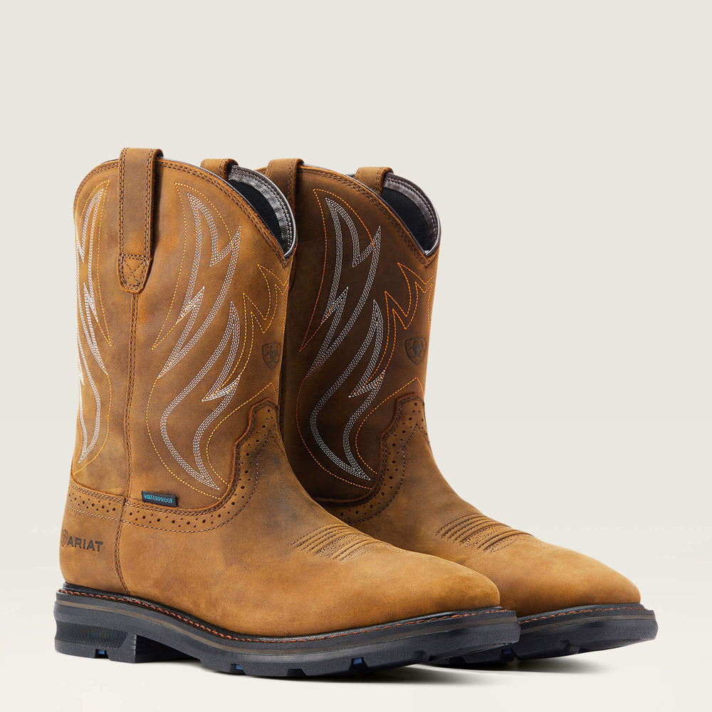 Sierra Shock Shield Waterproof Work Boot Men - DISTRESSED BROWN
