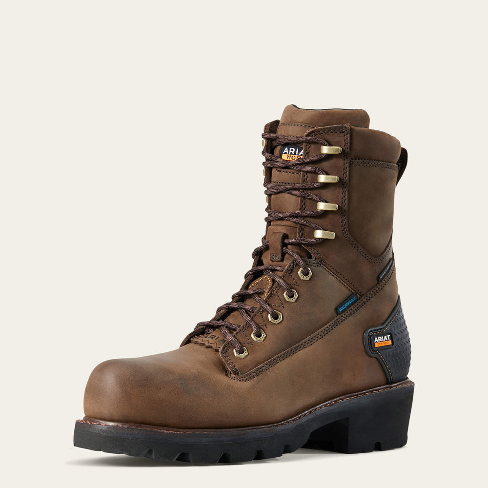Powerline 8" Waterproof Composite Toe Work Boot Men - OILY DISTRESSED BROWN