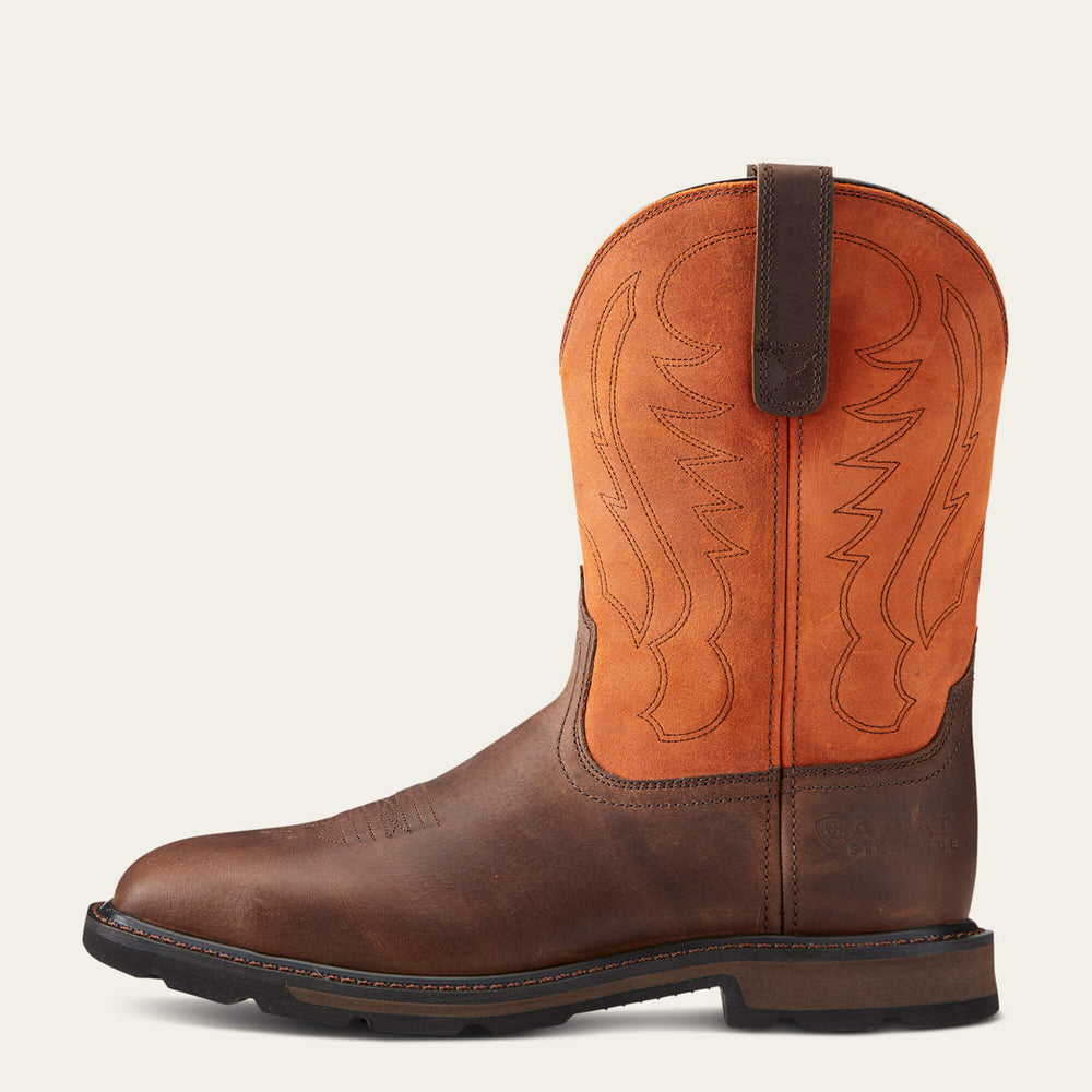 Groundbreaker Wide Square Toe Steel Toe Work Boot Men - BROWN EMBER