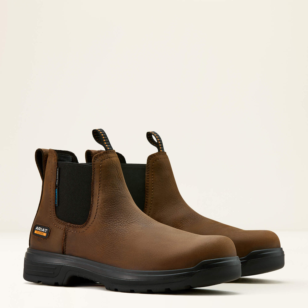 Turbo Chelsea CSA Waterproof Carbon Toe Work Boot Men - RICH BROWN