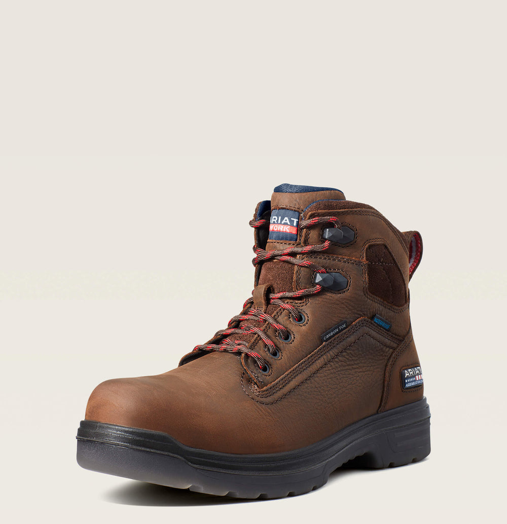 Turbo 6" USA Assembled Waterproof Carbon Toe Work Boot Men - RICH BROWN