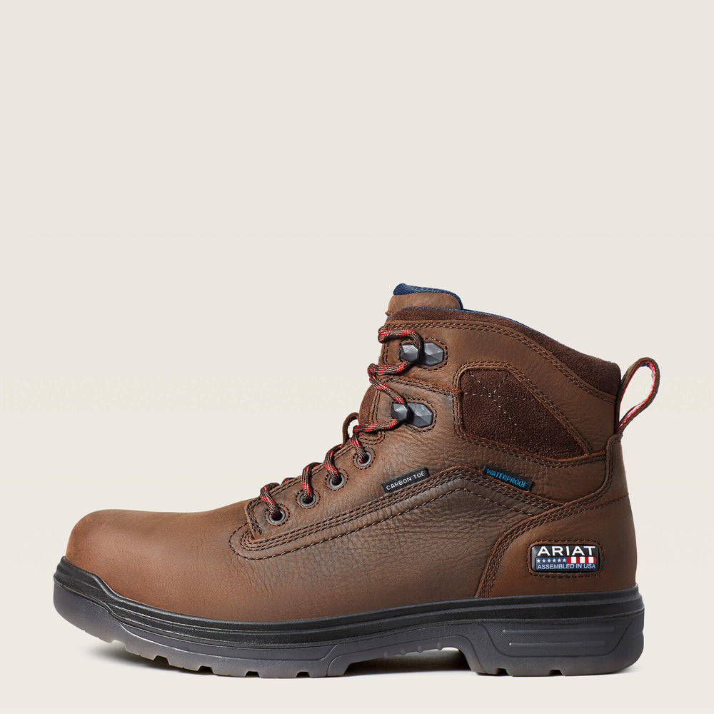 Turbo 6" USA Assembled Waterproof Carbon Toe Work Boot Men - RICH BROWN