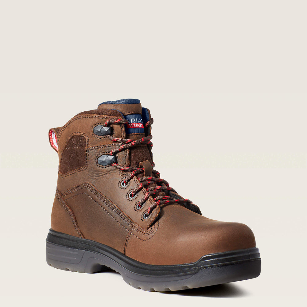 Turbo 6" USA Assembled Waterproof Carbon Toe Work Boot Men - RICH BROWN