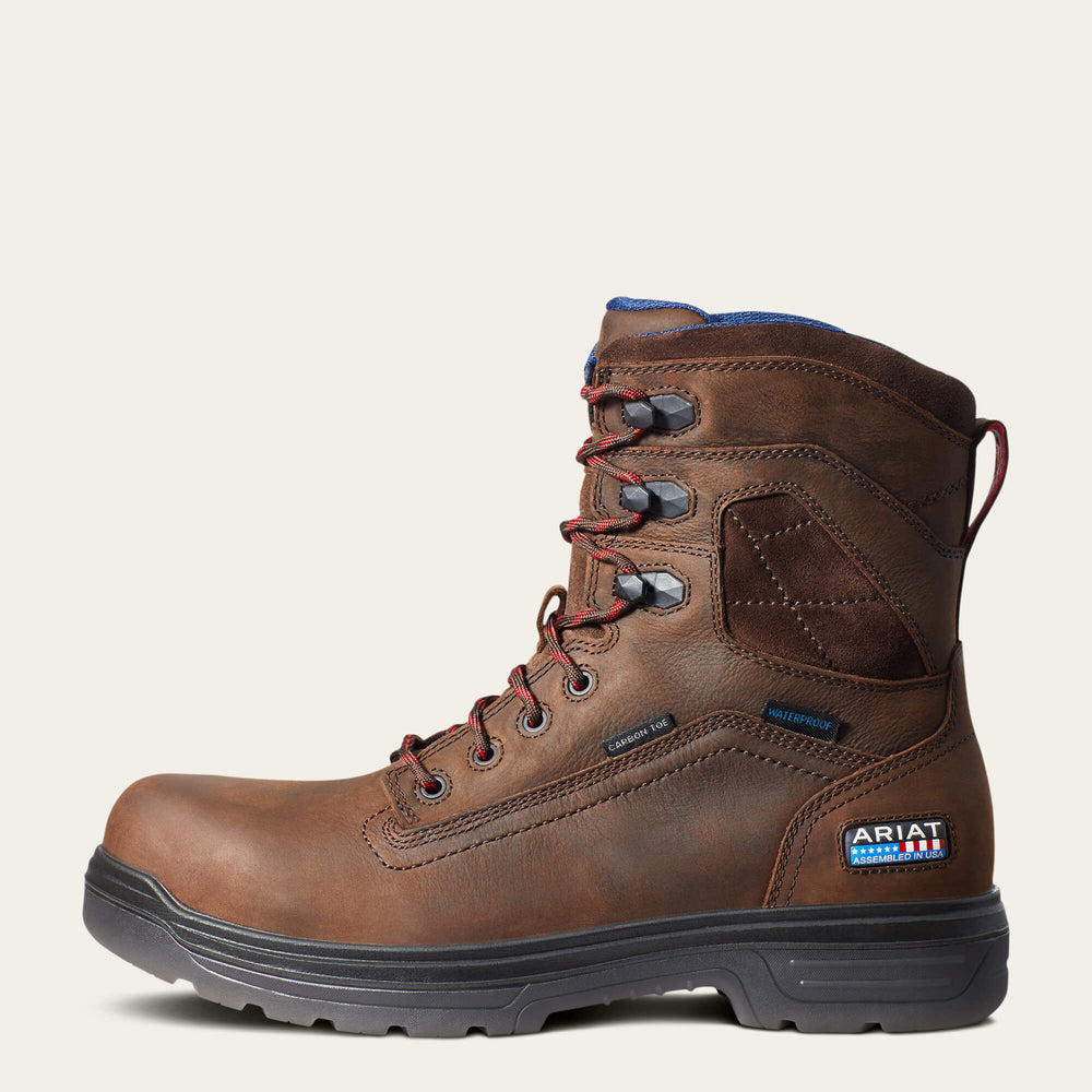 Turbo 8" USA Assembled Waterproof Carbon Toe Work Boot Men - RICH BROWN