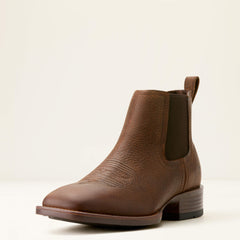 Booker Chelsea Wide Square Toe Western Boot Men - BROWN OILED ROWDY