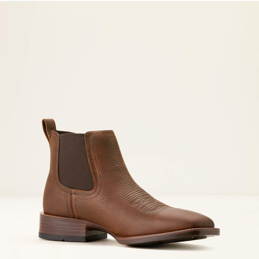 Booker Chelsea Wide Square Toe Western Boot Men - BROWN OILED ROWDY