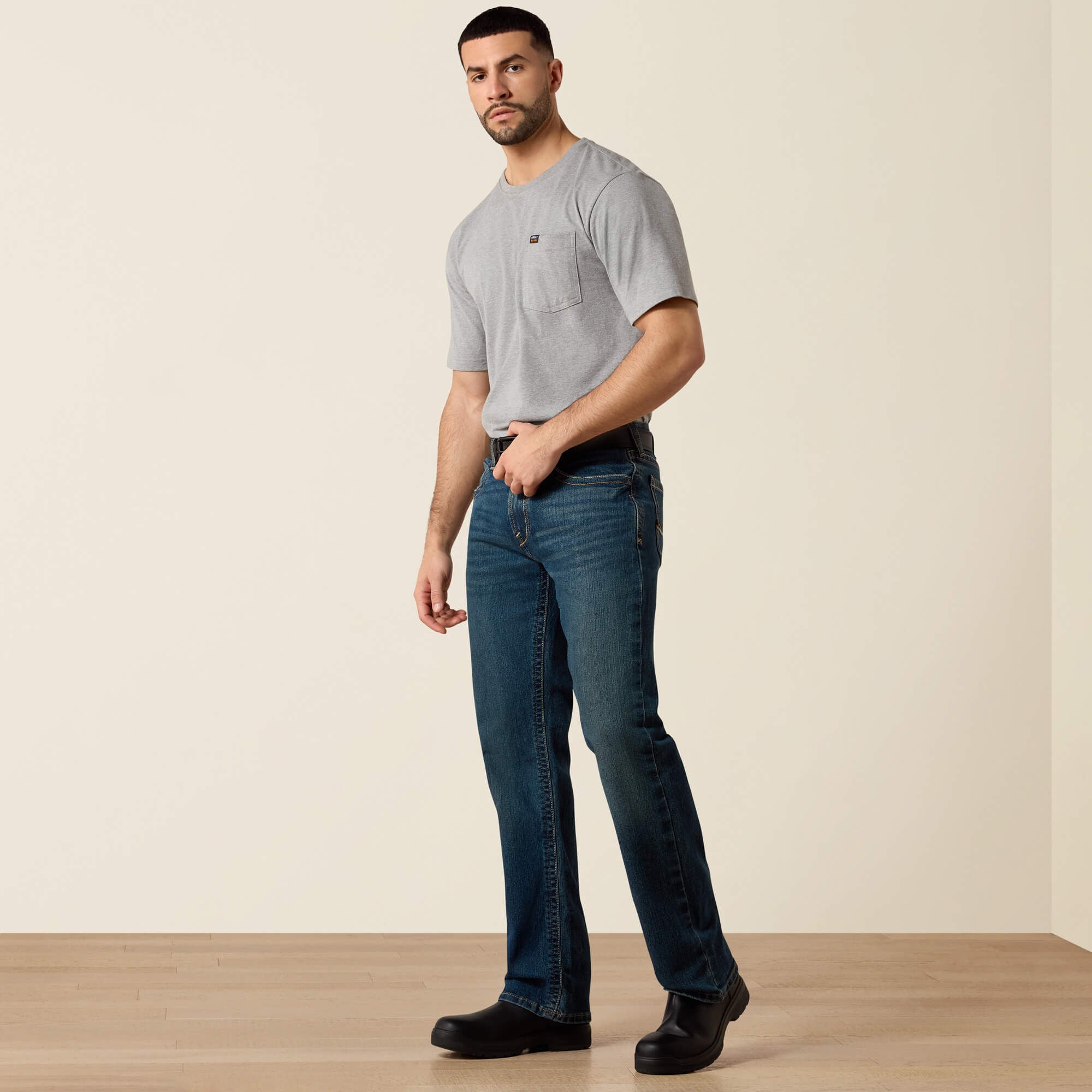 Men's Low Rise, Bootcut Work Pants - Rebar Denim Men - BODIE