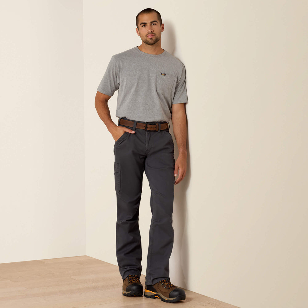 Rebar M4 Relaxed DuraStretch Washed Twill Dungaree Boot Cut Pant Men - REBAR GREY
