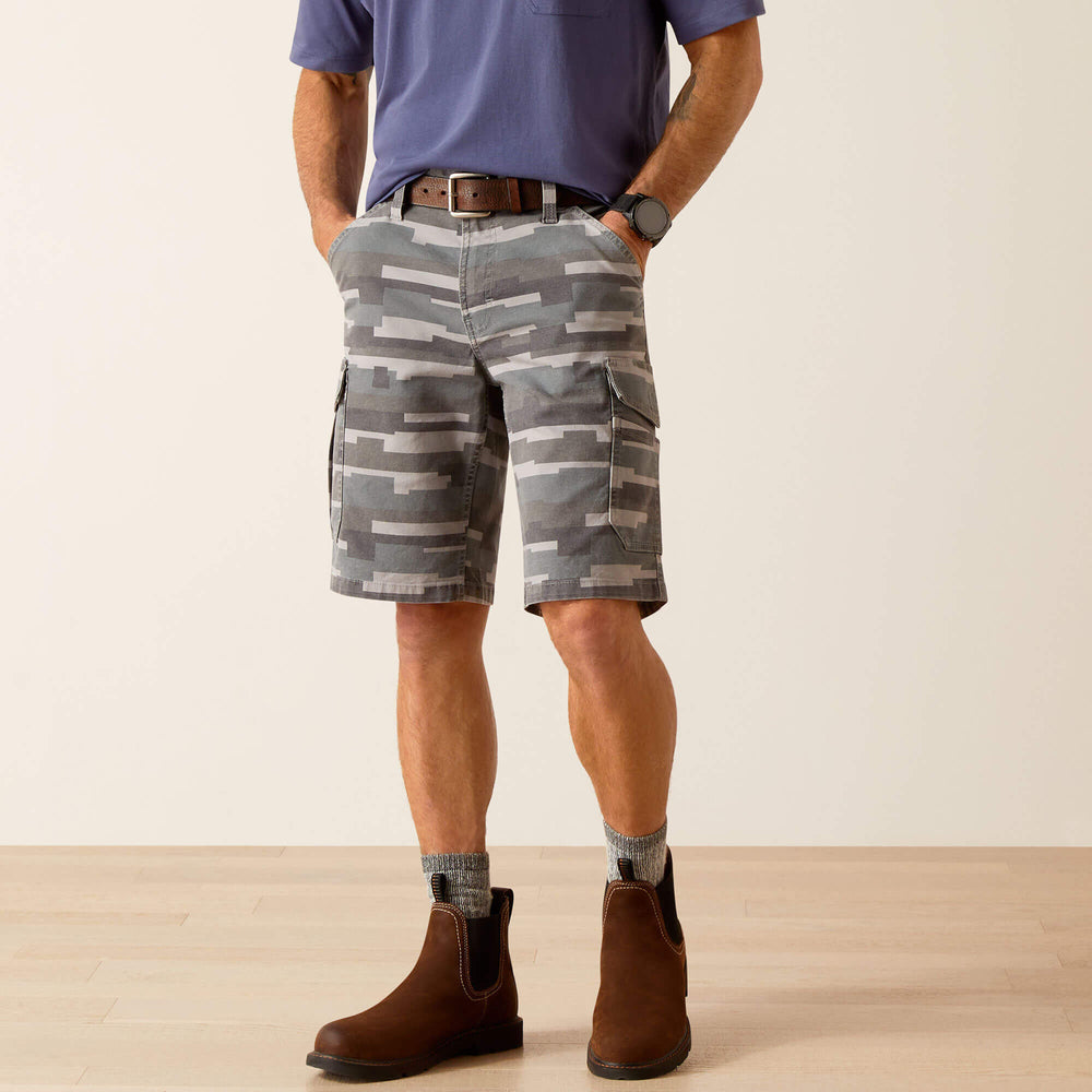 Rebar DuraStretch Made Tough Cargo 11" Short Men - REBAR GREY MASONRY CAMO