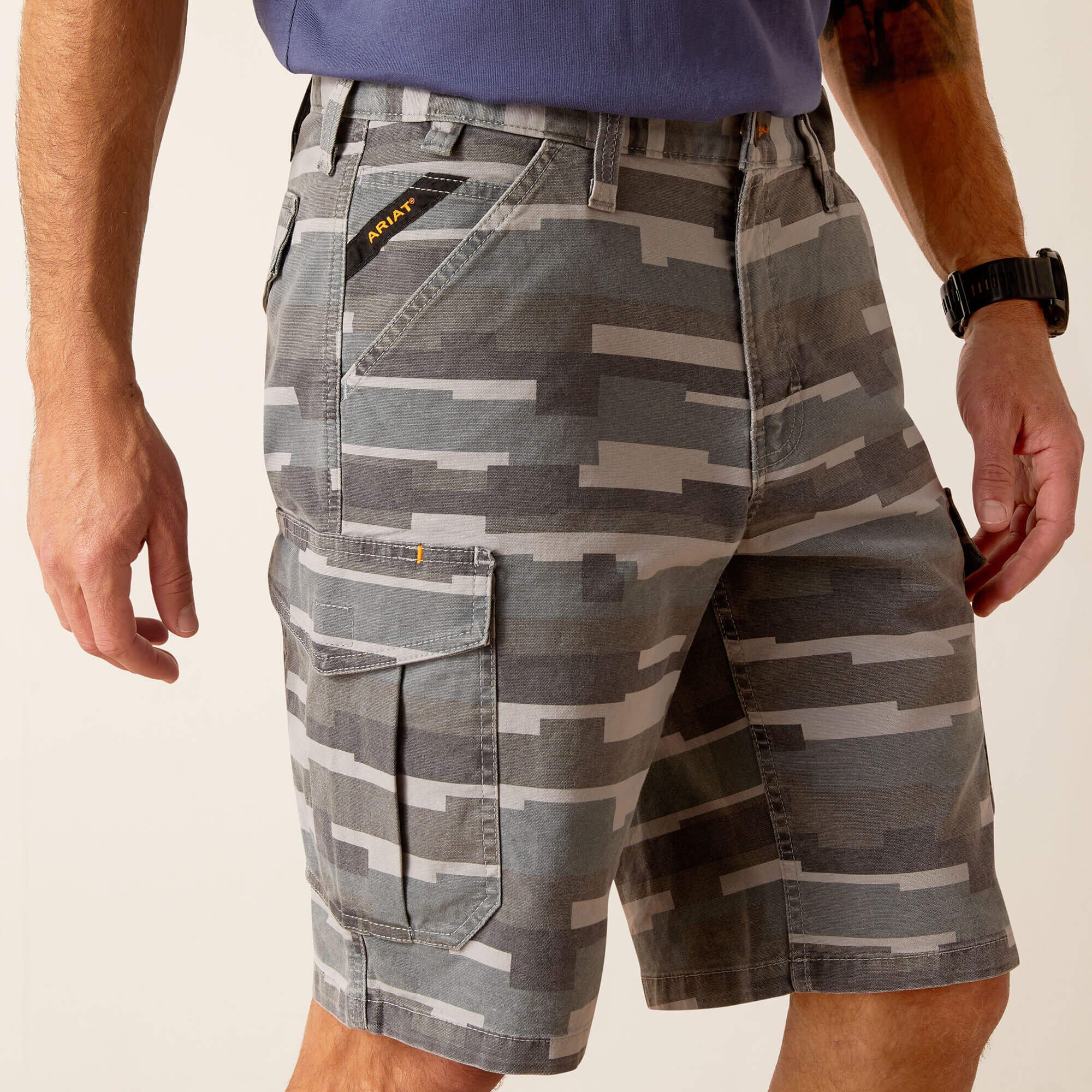 Rebar DuraStretch Made Tough Cargo 11" Short Men - REBAR GREY MASONRY CAMO