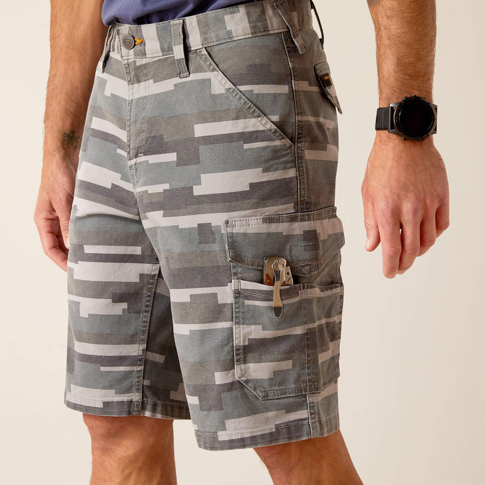 Rebar DuraStretch Made Tough Cargo 11" Short Men - REBAR GREY MASONRY CAMO