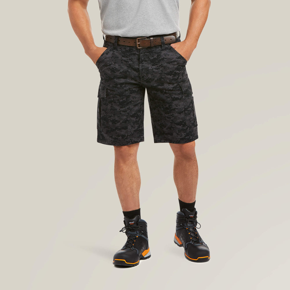 Rebar DuraStretch Made Tough Cargo 11" Short Men - BLACK DIGI CAMO