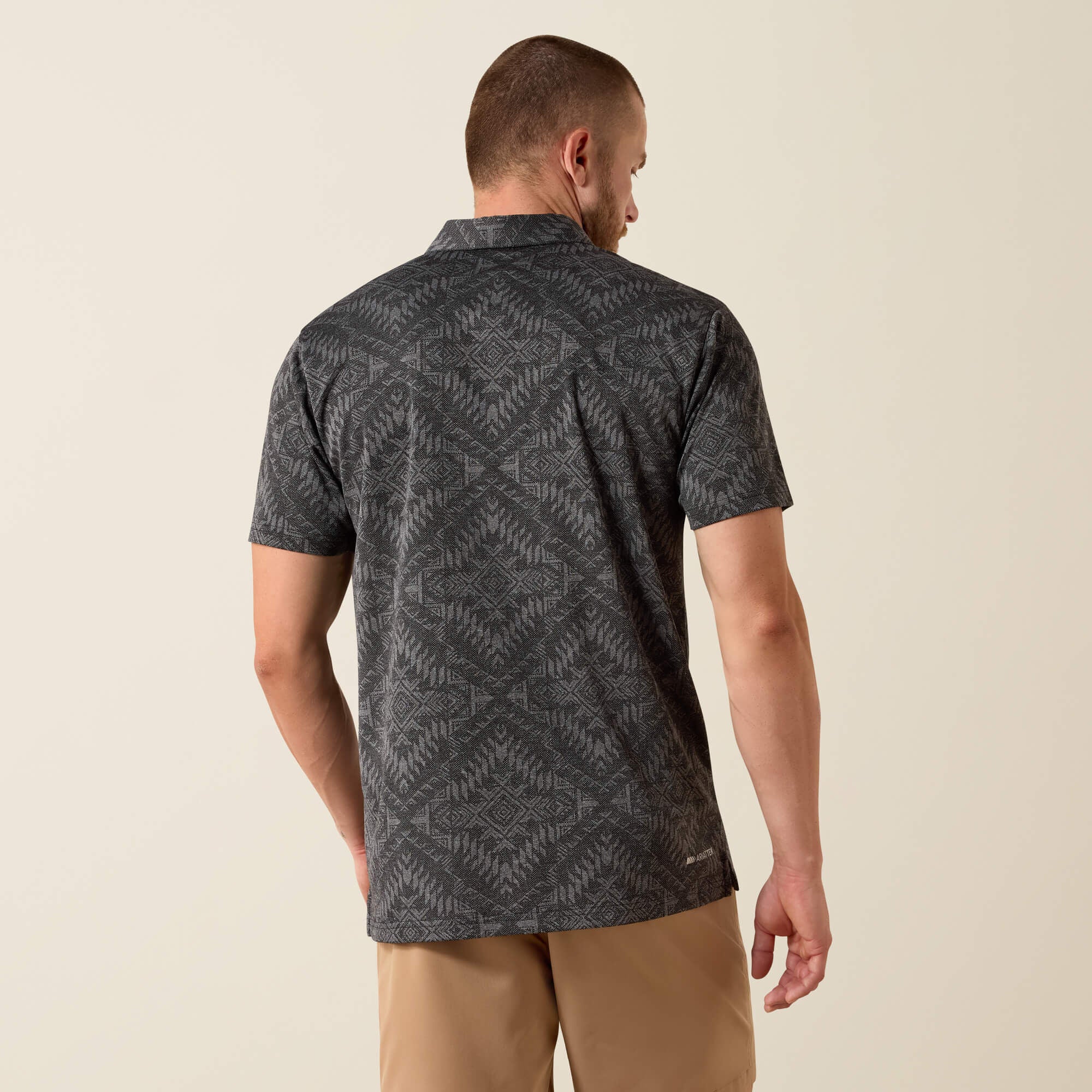 Jacquard Printed Fitted Polo Men - BLACK