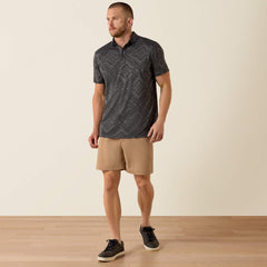 Jacquard Printed Fitted Polo Men - BLACK