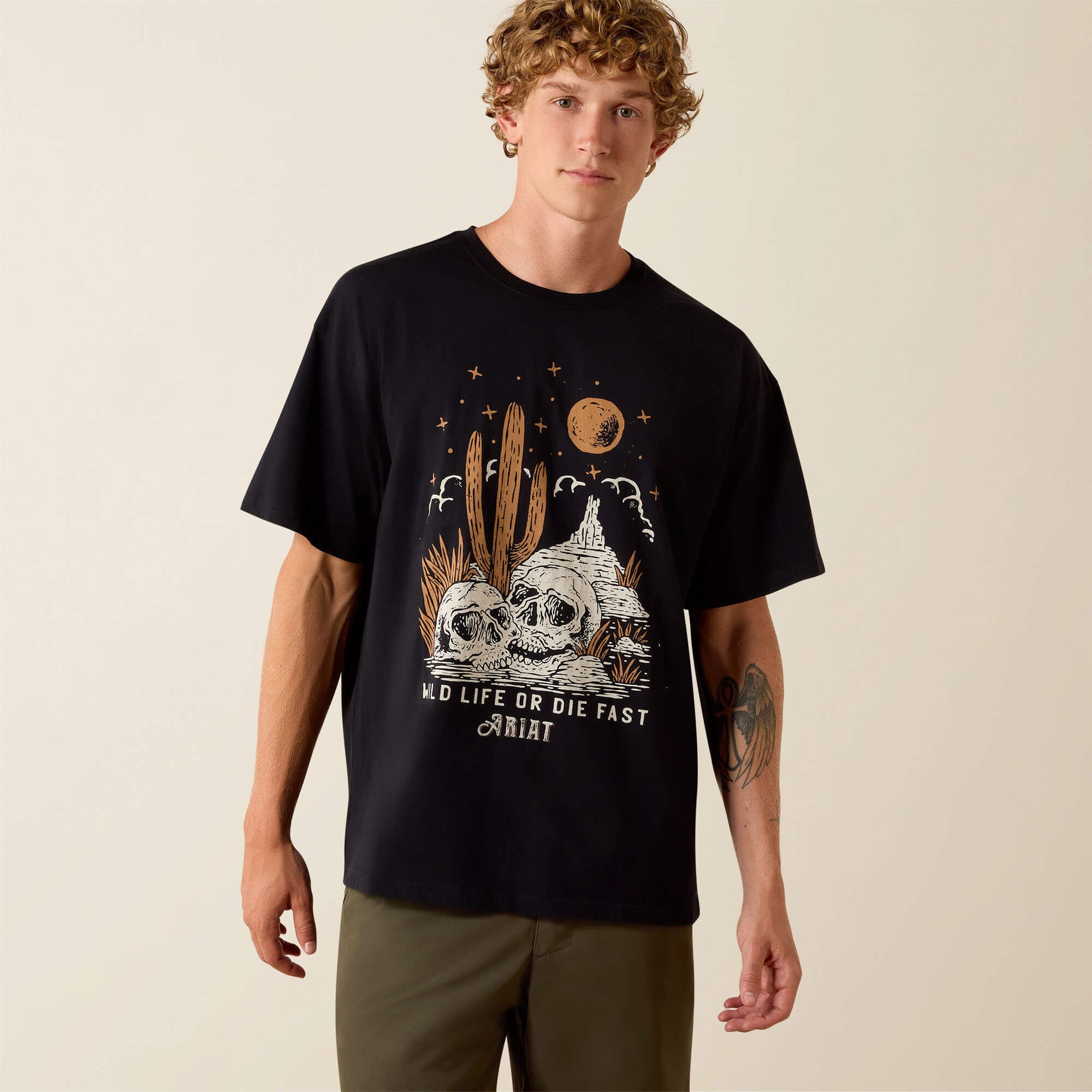 Wild Life Boxy T-Shirt Men - WASHED BLACK