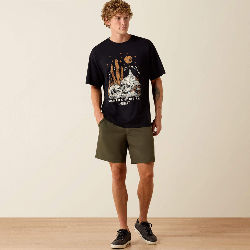 Wild Life Boxy T-Shirt Men - WASHED BLACK