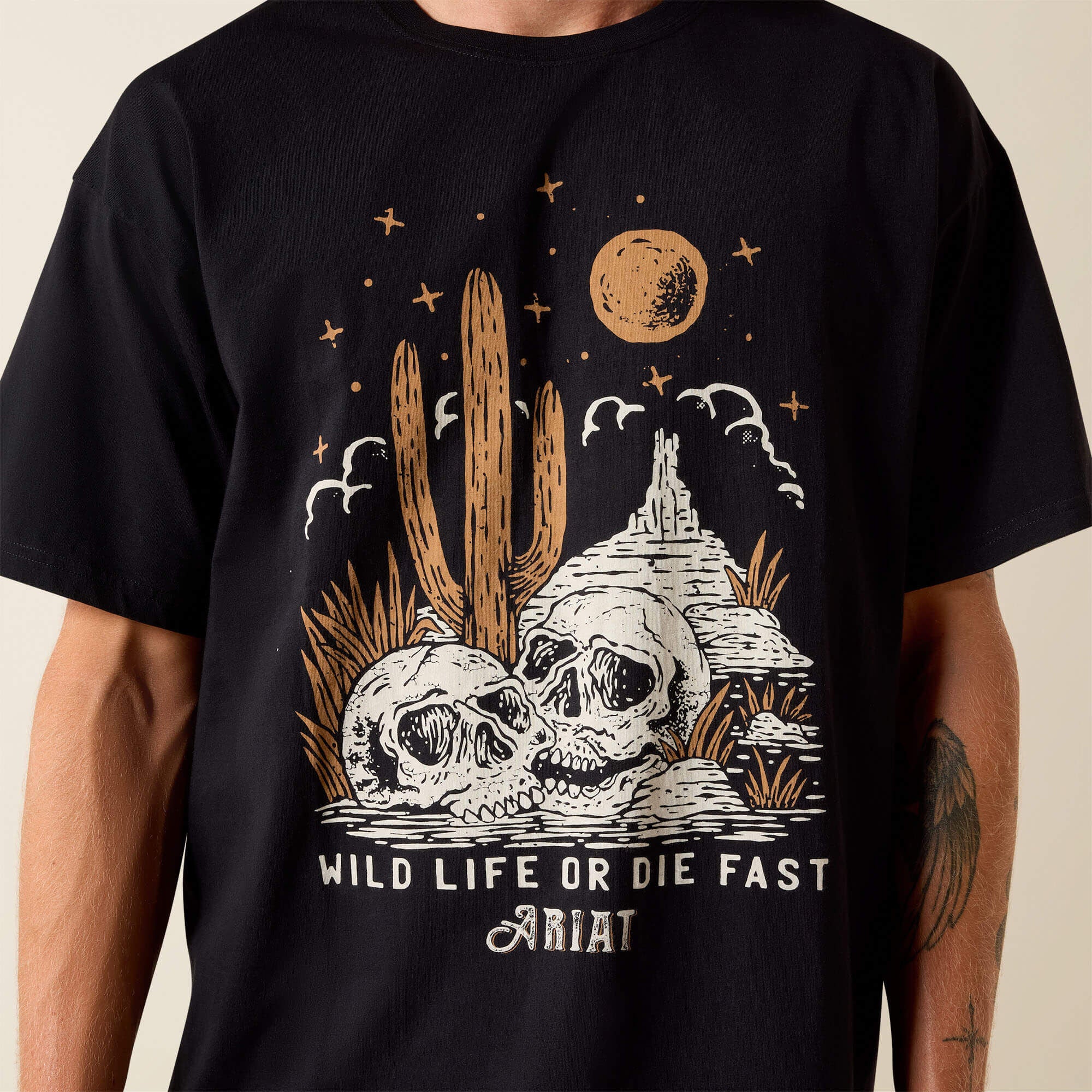 Wild Life Boxy T-Shirt Men - WASHED BLACK