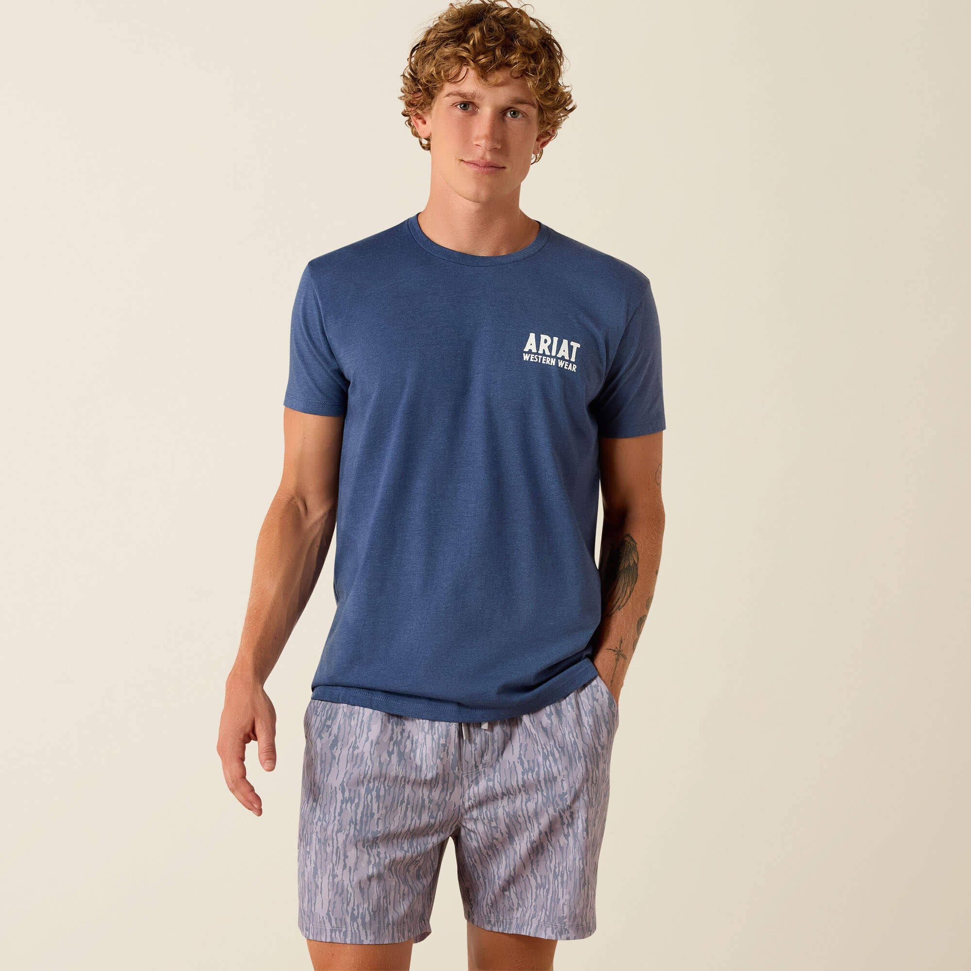 Ariat Outline Shop T-Shirt Men - NAVY HEATHER