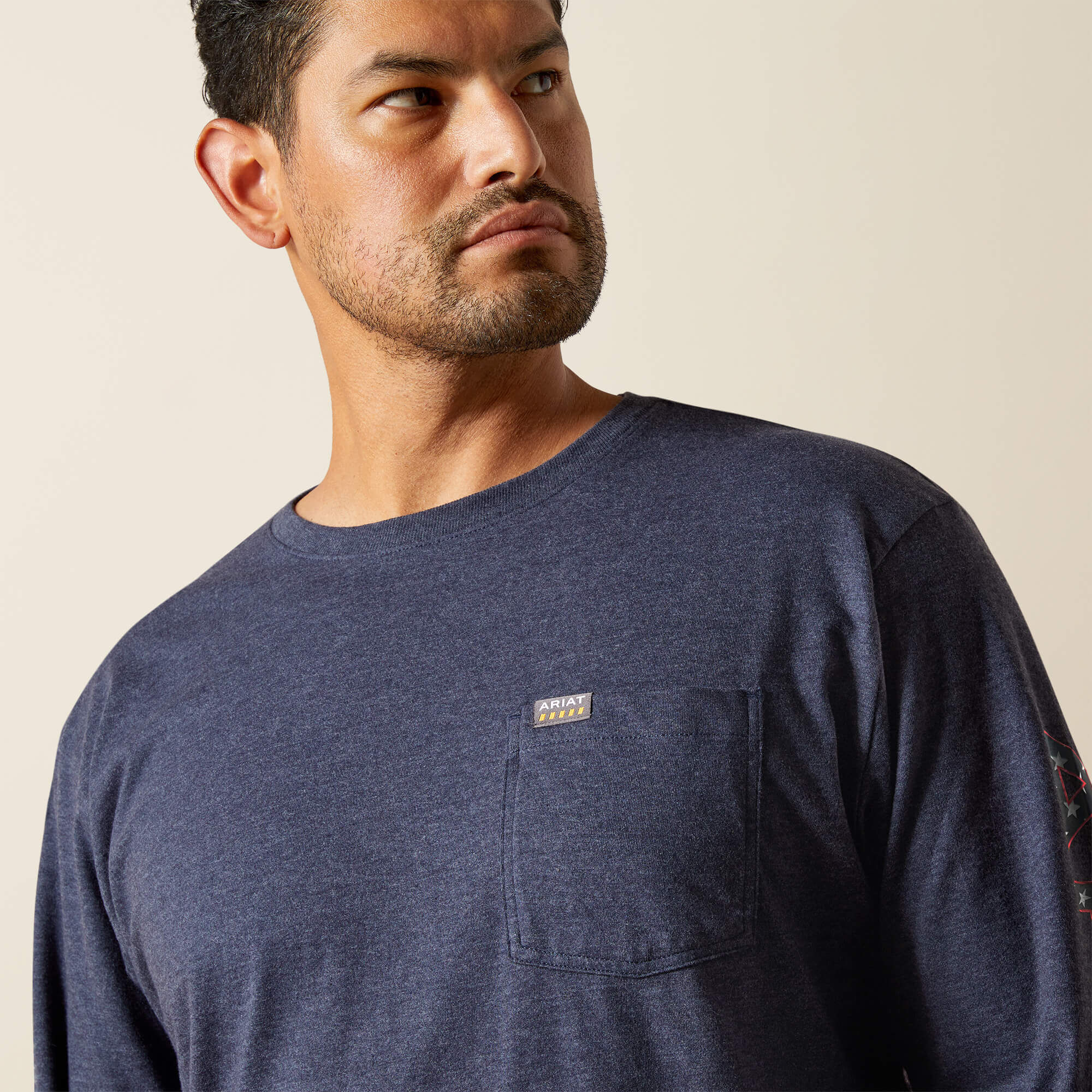 Rebar Cotton Strong Standard Logo Pocket T-Shirt Men - NAVY HEATHER/USA