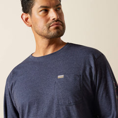 Rebar Cotton Strong Standard Logo Pocket T-Shirt Men - NAVY HEATHER/USA