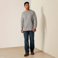 Rebar Cotton Strong Standard Logo Pocket T-Shirt Men - HEATHER GREY/BLACK